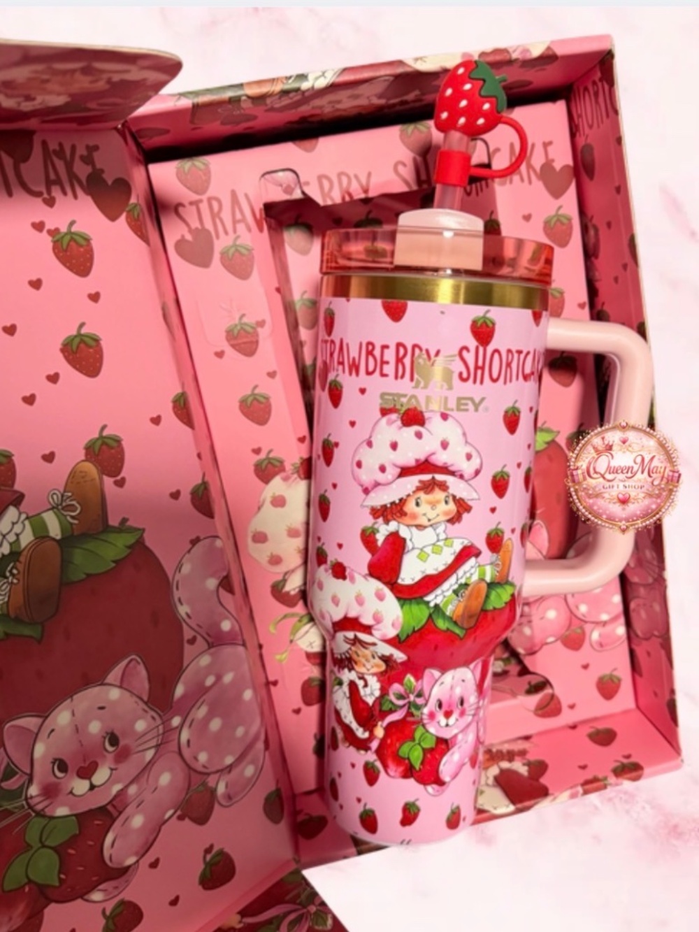 Stanley Pink Tumbler with Strawberry Shortcake - Picture 3 of 4